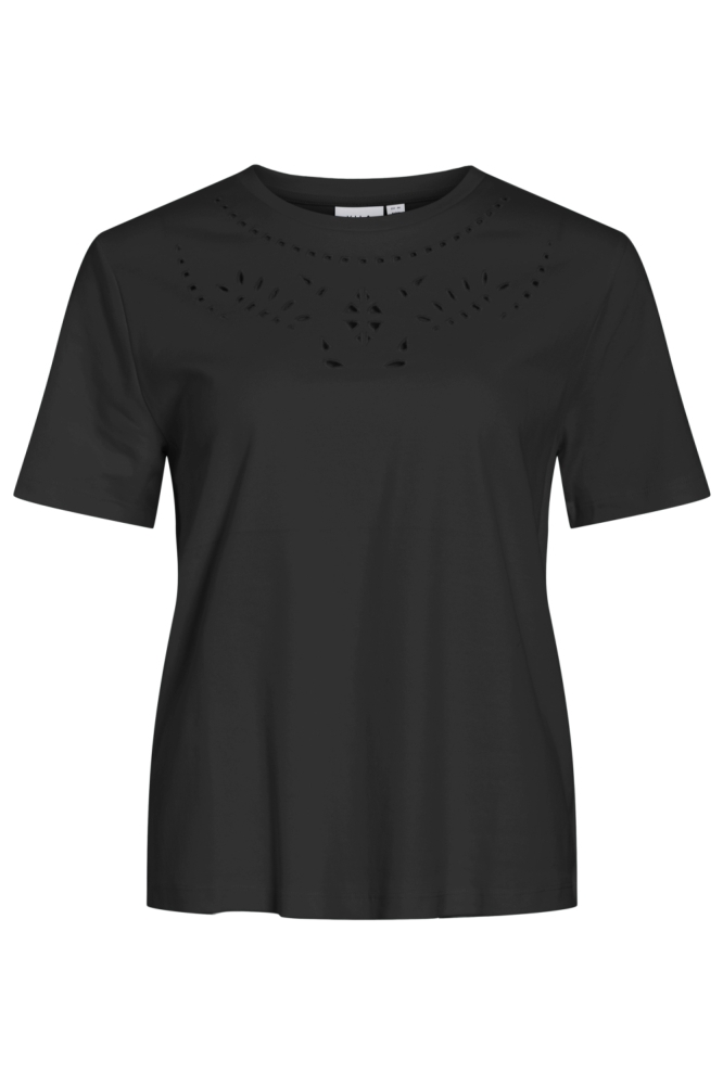 VIPAVIA EMB O-NECK S/S TOP/PB 14108964 Black Beauty